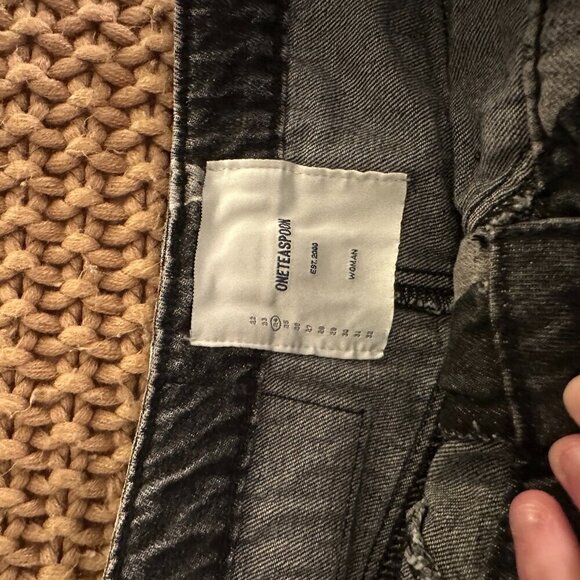 One Teaspoon Trucker Stars Distressed Denim Mini Skirt Size 24 - Picture 3 of 5